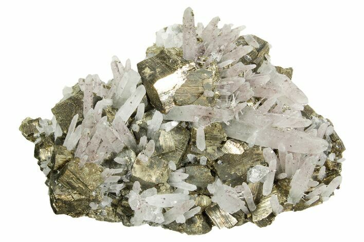 Striated Pyrite Crystals with Quartz - Peru #369840